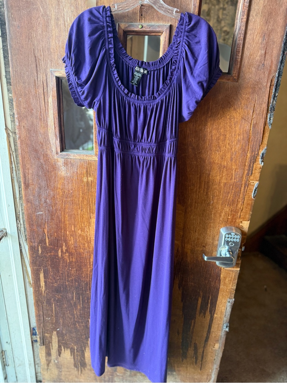 Dollcake Purple Ruffled Scoop Neck Maxi Dress